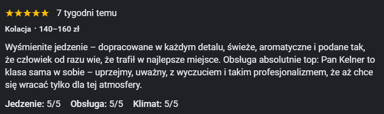 Opinie o restauracji