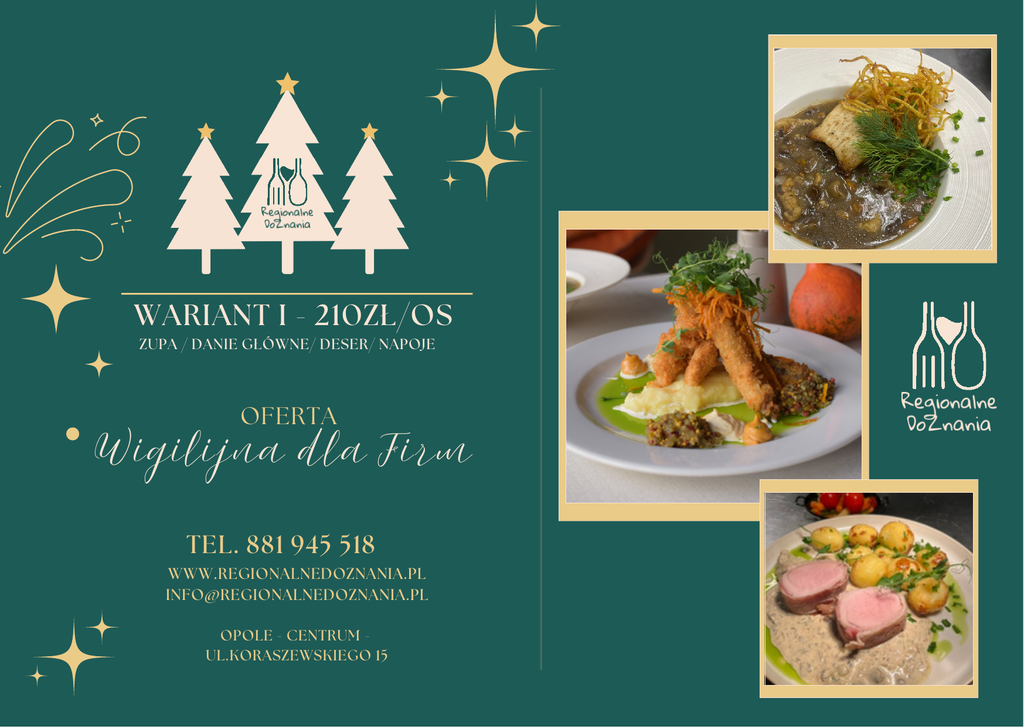 Wigilia firmowa - menu wariant 1 cena 210 zł